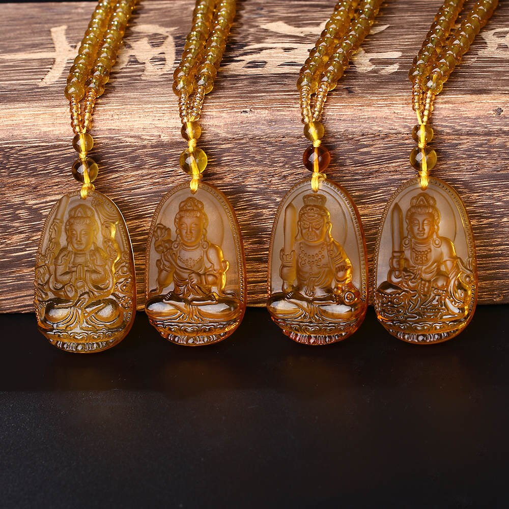 Unique Natural Carved Buddha Lucky Amulet Pendant Necklace For Women Men Sweater Pendants Jewelry Classical