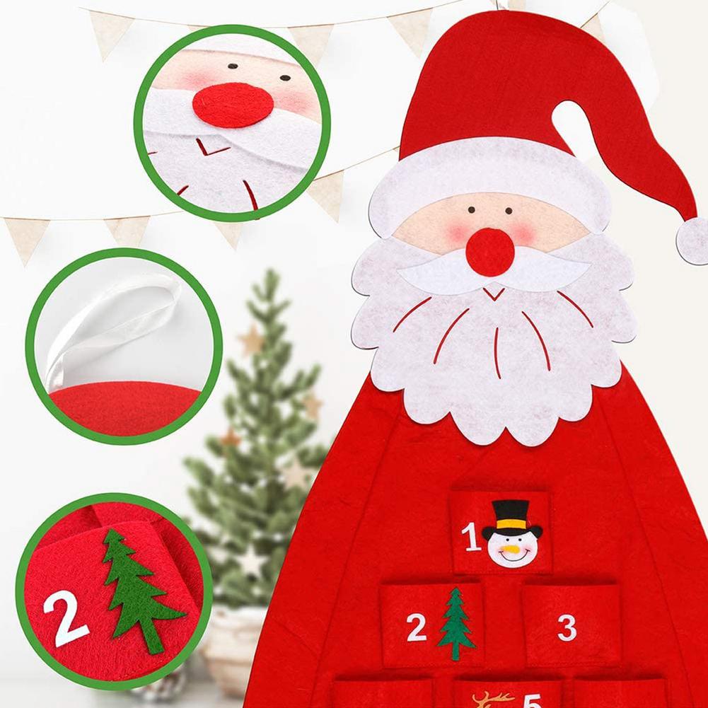 Christmas Advent Calendar With Pockets Felt Fabric Wall Hanging Santa Claus Advent Calendar Exquisite Countdown Decoration