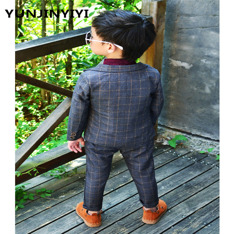 YUNJINYIYI Boys Formal Suits For Weddings England Style Man Child Blue Party Tuxedos Boys Formal Suits Blazer+Pants+Vest