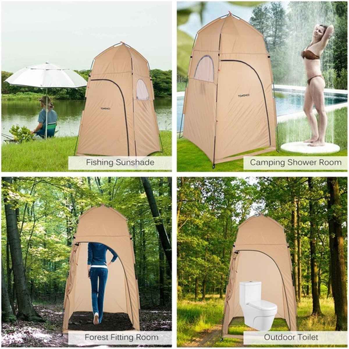 Single Shower Tent Beach Fishing Outdoor Camping Toilet Tent Outside Privacy Changing Room Shelter with Tote Bag and Accessories