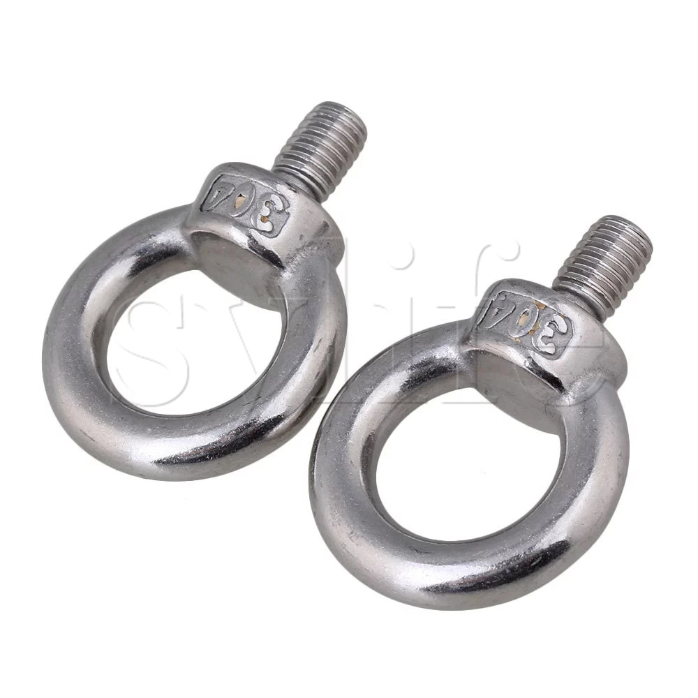 2PCS Silver European Style M8 Thread304 Stainless Steel Ring Shape Screws Bolt