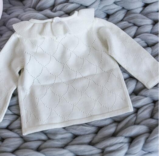 Ruches Kraag Trui Kinderkleding Breien Lange Mouwen Kinderen Baby Meisjes Tops 0-3t Lente Herfst