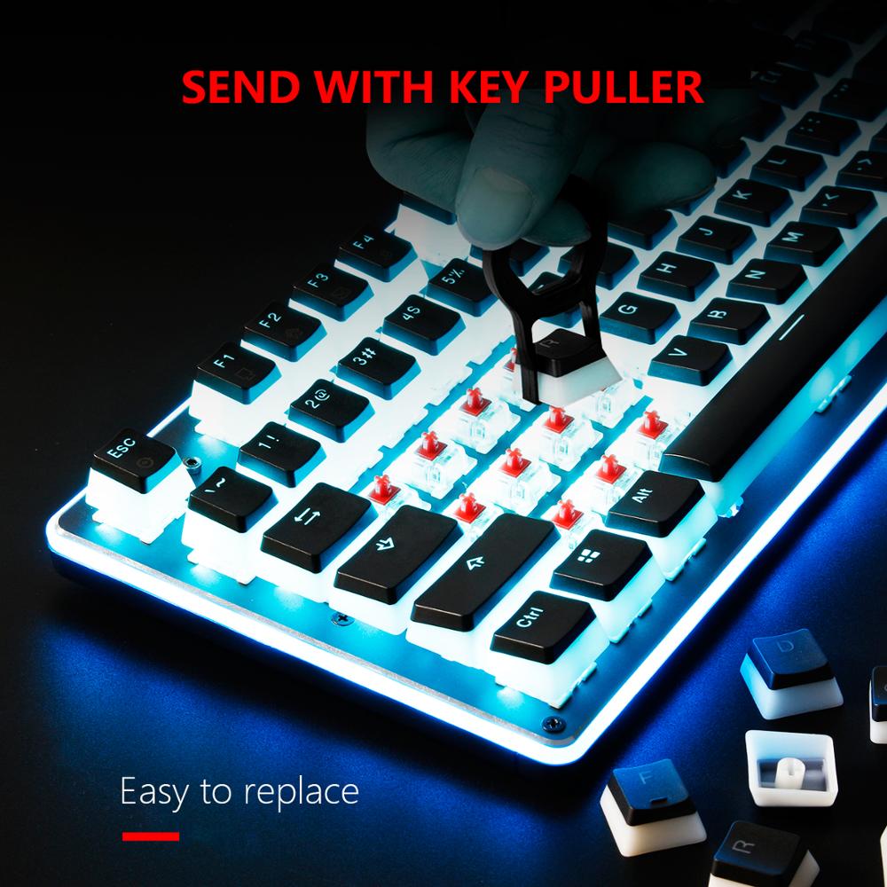 RedThunder Double Shot PBT Pudding Keycaps 104 Keycaps Set with Puller for DIY Cherry MX RGB Mechanical Keyboard