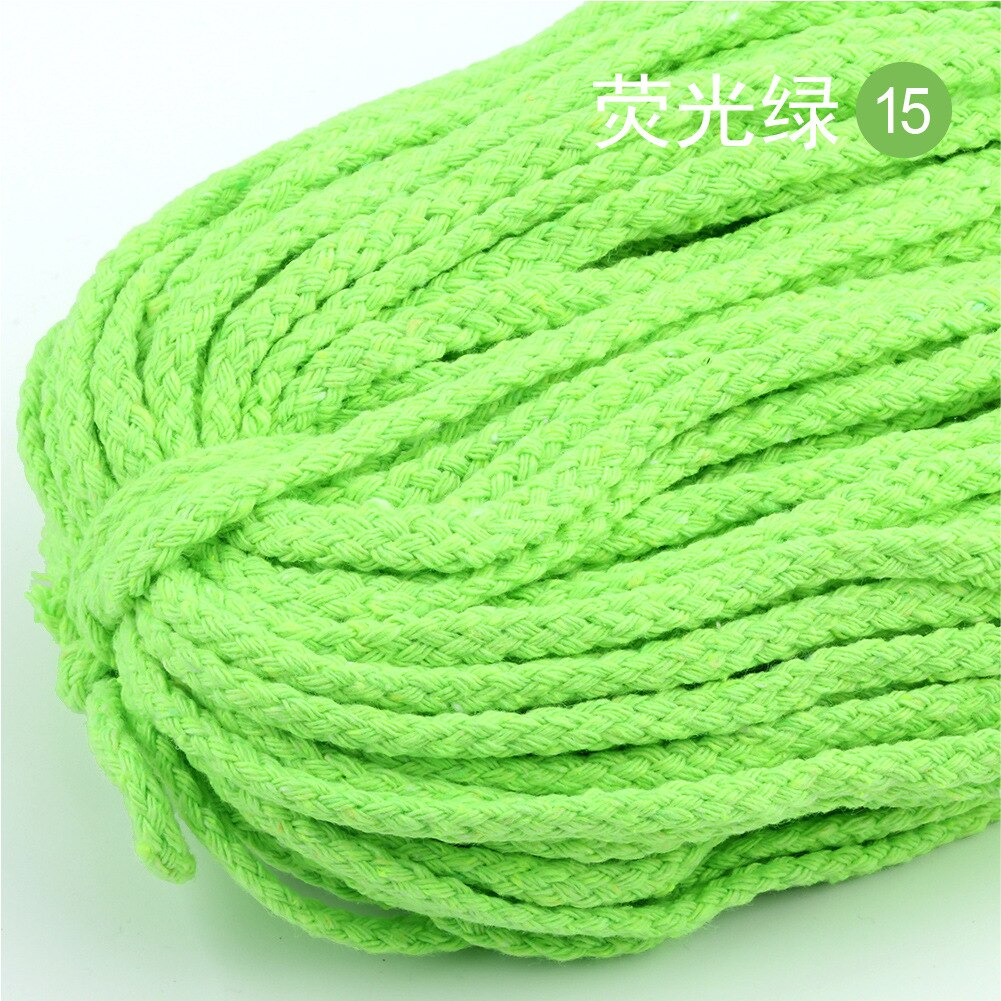 10Yards 5Mm Gekleurde Twisted Cord Touw 100% Katoenen Touw Cords Craft Decoratieve Twisted Diy Handgemaakte Tas Trekkoord Accessoires: fluorescent green