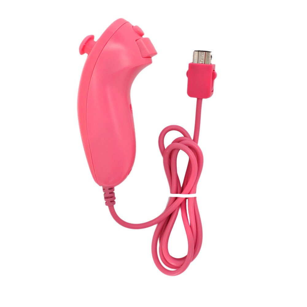 Pink Motion Sensor Remote Controller + Wired Nunchuck Combo for Nintendo Wii Console