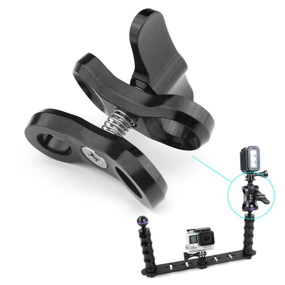 Diving Lights Ball Butterfly Clip Arm Clamp Mount Aluminum For Gopro Hero 3+/4/5 Xiaoyi Gitup SJ6000 Camera