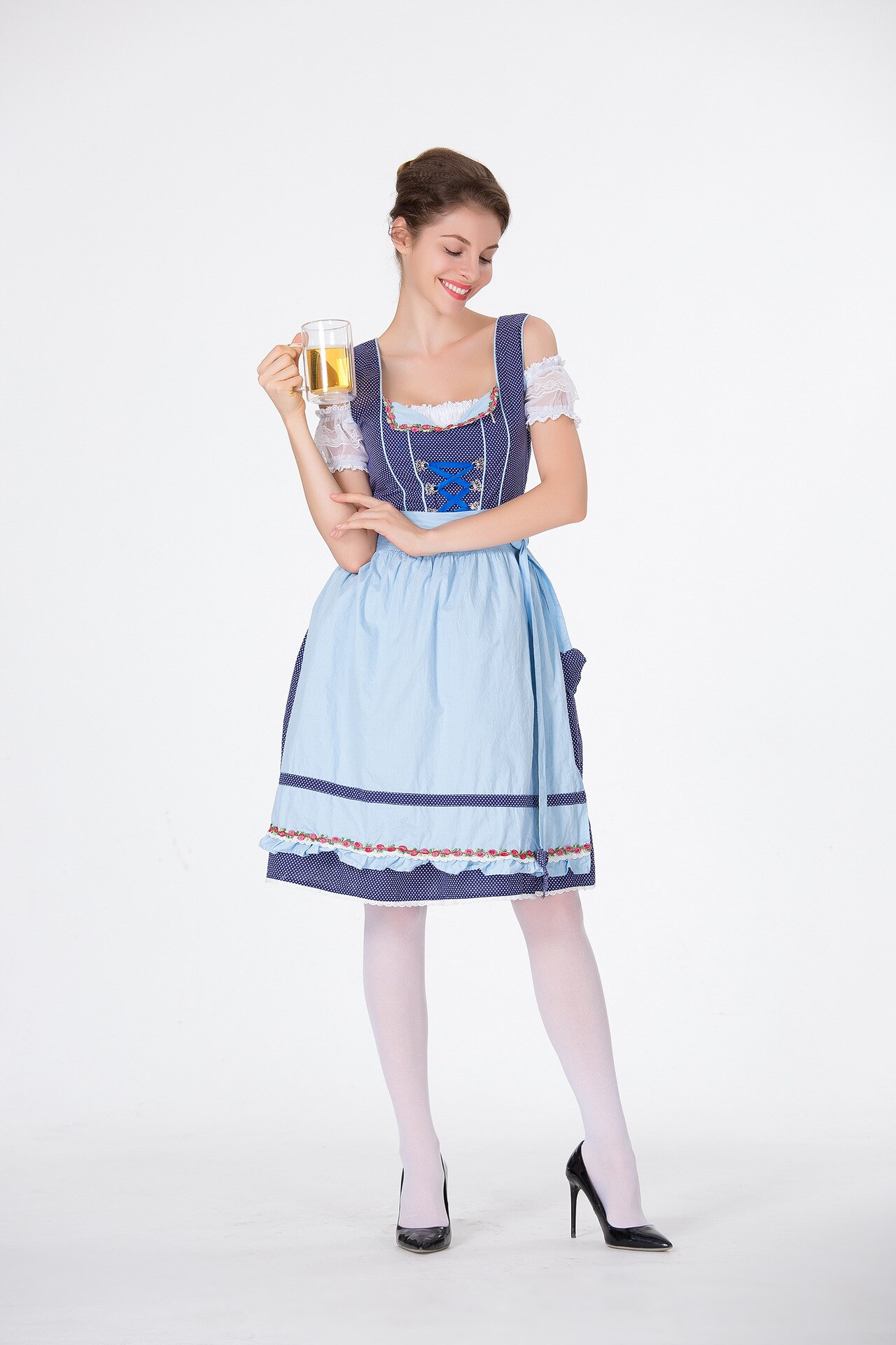 Adult Female German Oktoberfest Costume Traditional Bavarian Bar Maid Costume S-3XL