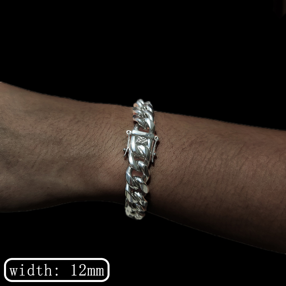 Men Stainless Steel Bracelet 6-14mm 18 K Gold Plated Miami Cuban Link Charm Bracelet For Men Pulsera Acero Inoxidable