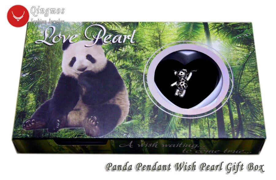 Qingmos życzenie Pearl 20*24mm wydra klatka Chokers naszyjnik dla kobiet i modny Oyster miłość perła wisiorek i naszyjnik Chain-who3658: Panda