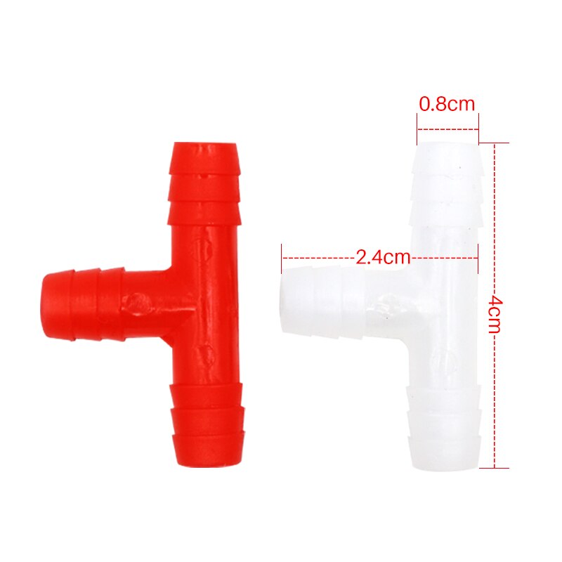 20Pcs Plastic Tee Tube Connector Diameter 8mm Rabbit Chicken Quail Doves Pets Nipple Drinker Connecting Pipe Farm Equipments