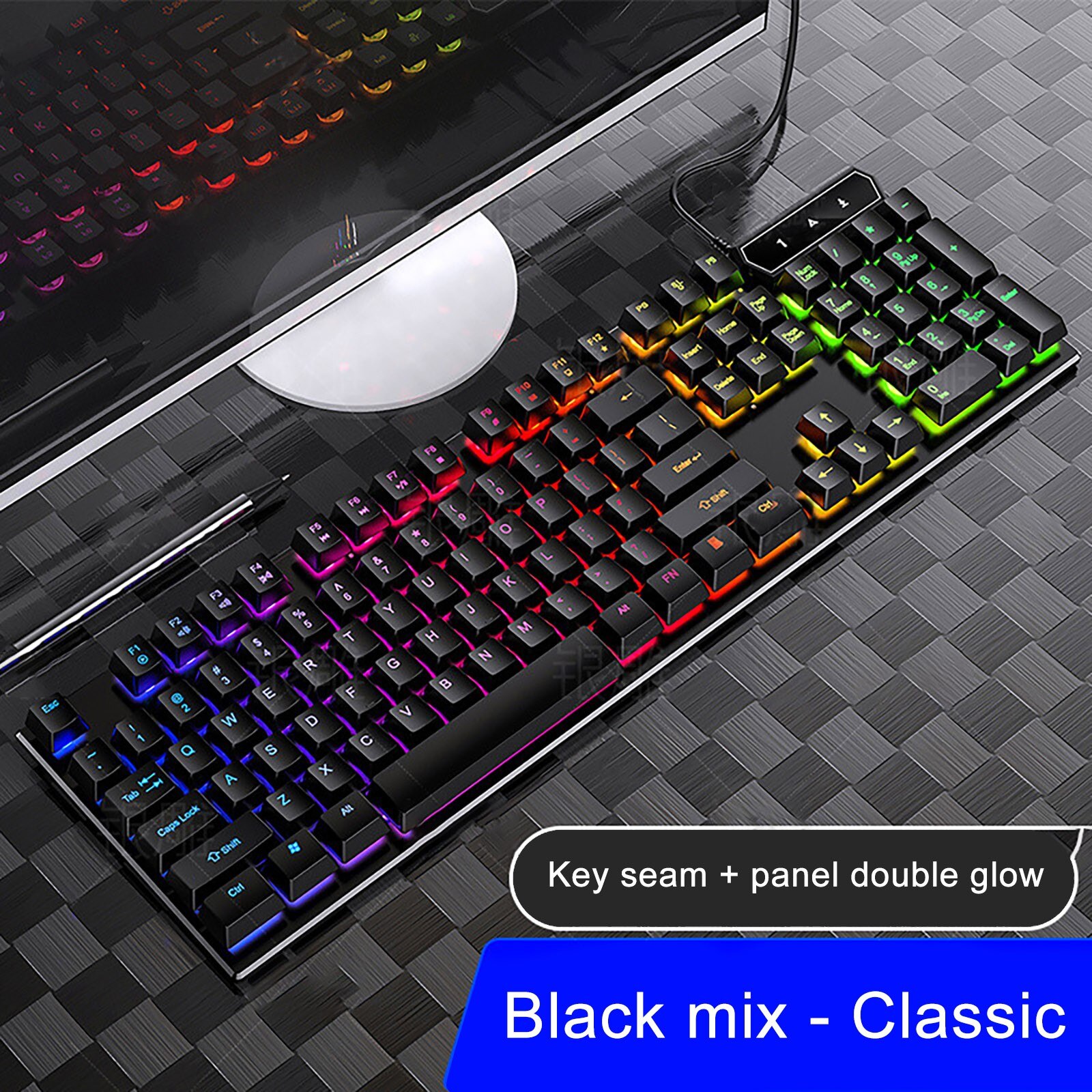 OMESHIN Mechanical Gaming Keyboard - 104 Keys - USB Wired - LED Backlit - for Desktop & Laptop