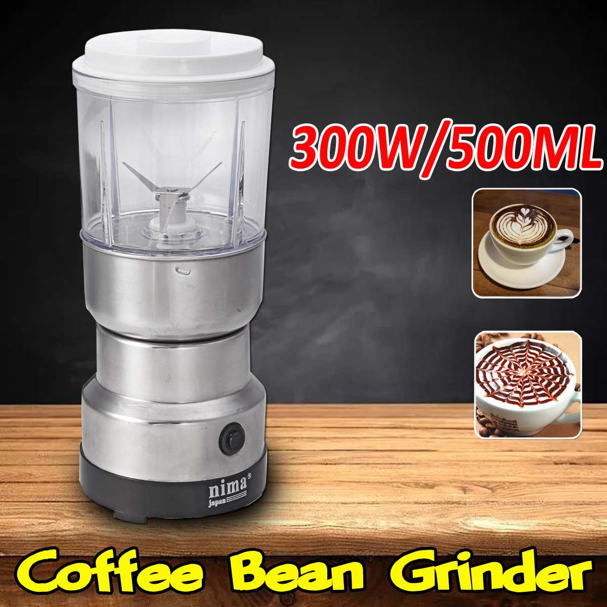 Koffieboon Grinder 300W 500Ml Blenders Elektrische Blender Rvs Moer Molen Thuis Coffe Machine Keuken Tool Draagbare