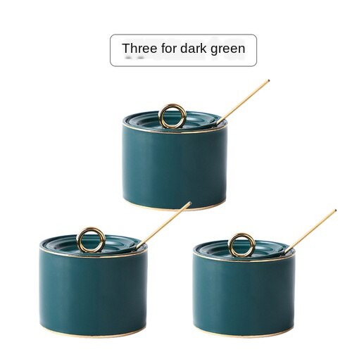 Seasoning box ceramic seasoning jar seasoning can kitchen using Nordic seasoning combination set seasoning bottle salt cans.: Blue