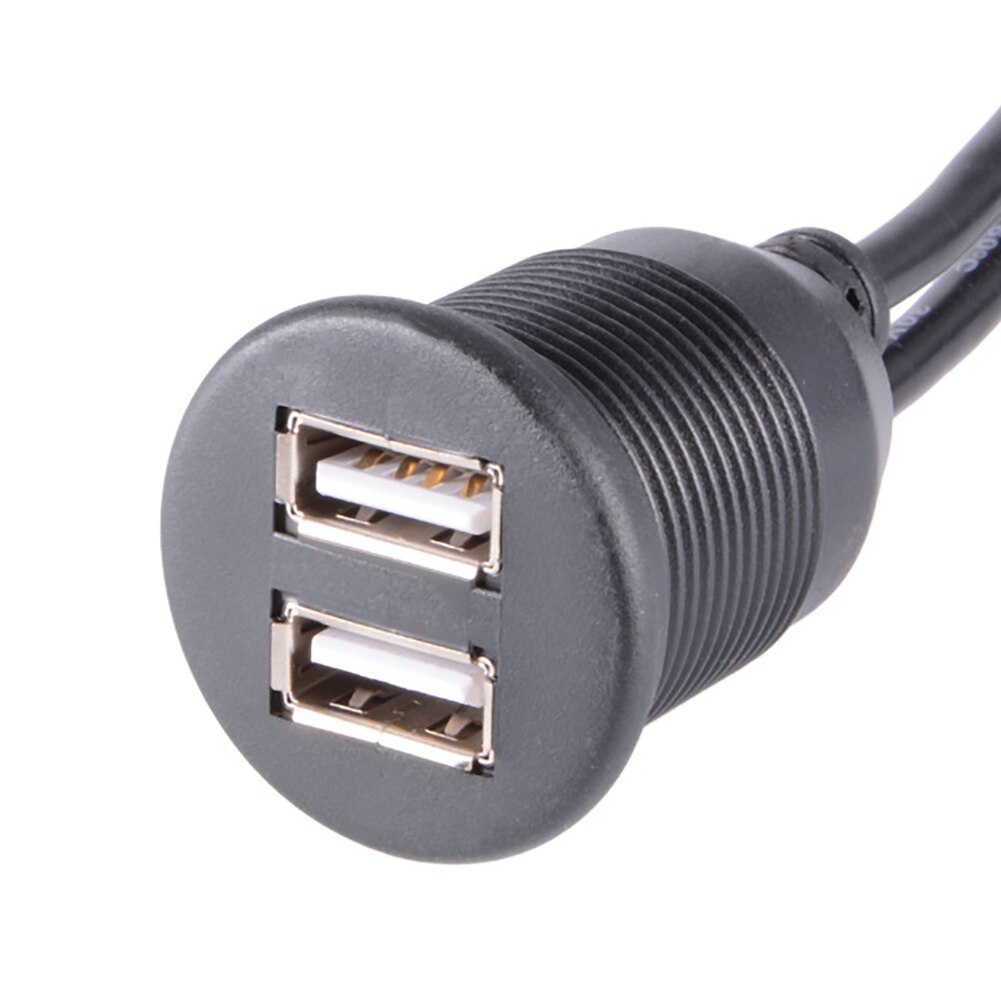 Car Truck Dashboard Flush Mount Dual USB Male to Female Extension Cable Kit