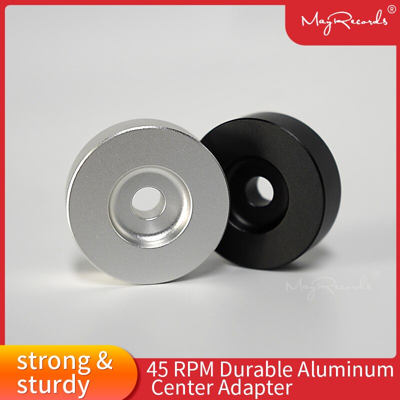 7inch EP Record Turntable Adapter 45 RPM Aluminum Silver Black Turntable Phonograph Vinyl Technics Center Adapter Aluminum
