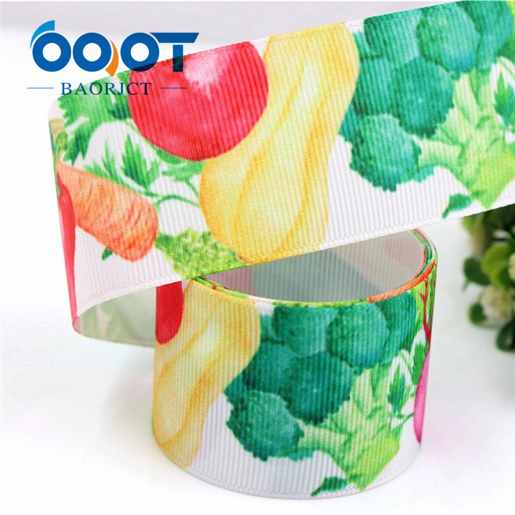 Ooot baorjct 183174 38mm 10 yards tegneserie frugtbånd termisk overførsel trykt grosgrain bryllup tilbehør diymaterialer: 3
