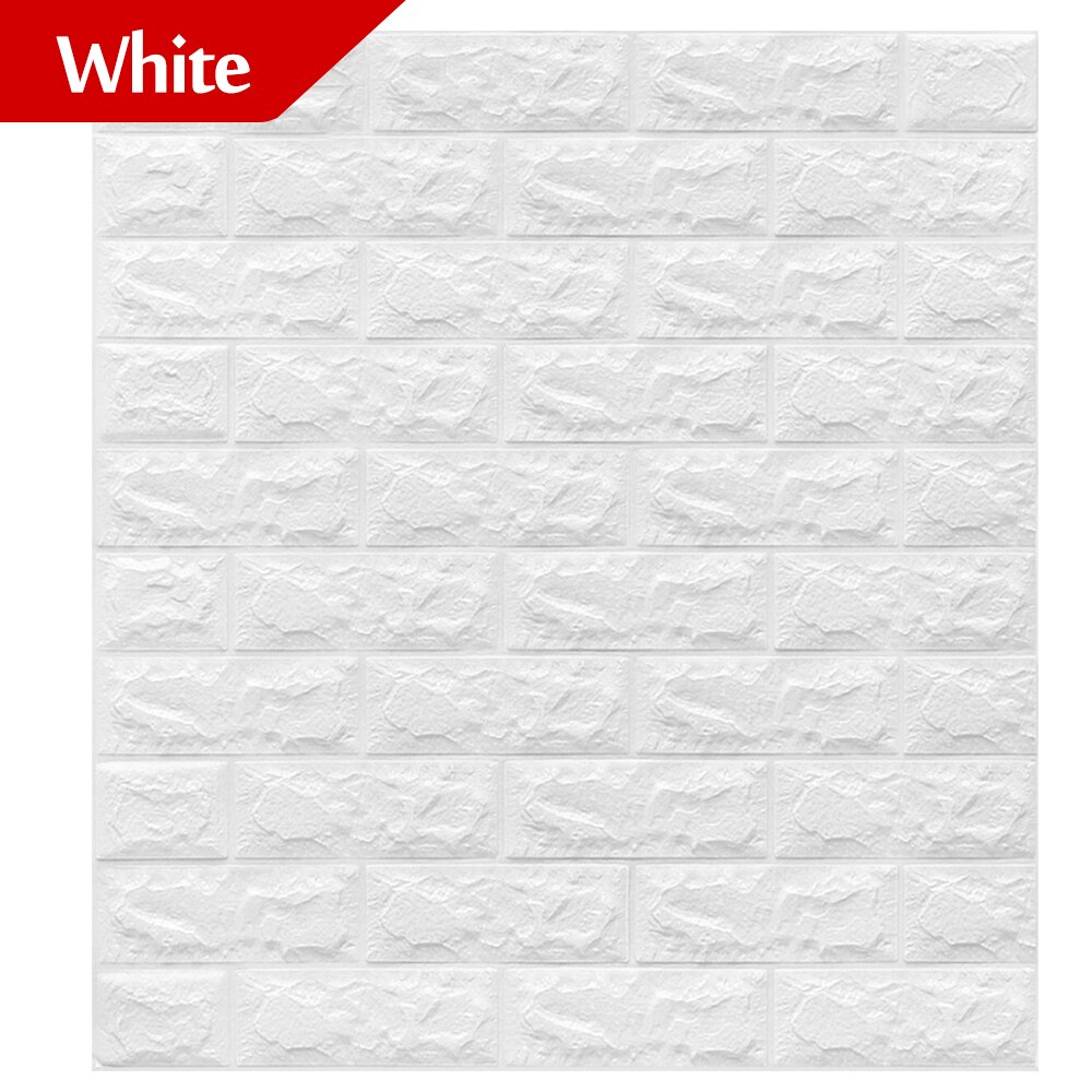 DIY autoadhesivo 3D pared de ladrillo adhesivo papel pintado decorativo espuma revestimiento de paredes impermeable papel pintado para niños sala de estar: white