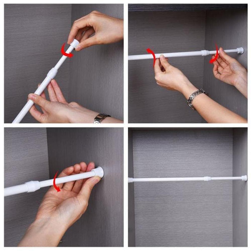 Bathroom Shower Curtain Rods Adjustable 3 Sizes Spring Extendable Tension Telescopic Pole Rod Hanger Bathroom Product