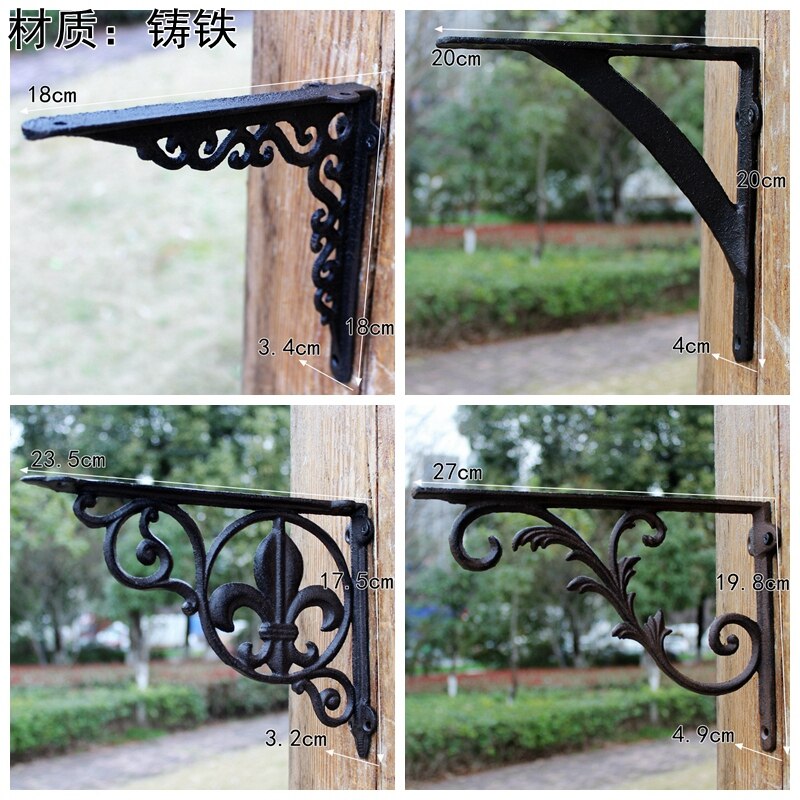 Cast Iron Craftwork Tabletop Triangle Support Frame Bracket Bookshelf Shelf Bracket Fixed Bearing Tripod