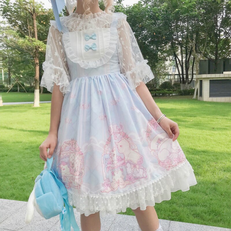 Kawaii lolita kjoler til cos loli pige sød fe tøj japansk jsk under blonde skjorte gotisk victoriansk robe lolita