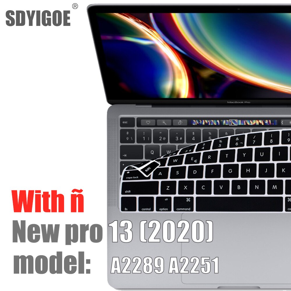 Espagnol chili ordinateur portable clavier protecteur pour macbook pro13 A2289 A2251 pour macbook pro13.3 clavier film de protection