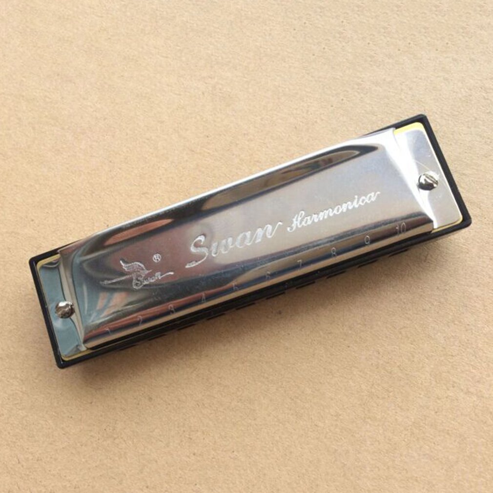 Silver Metall Svane Diatonisk Blues Munspel 10 Hål C Tonart