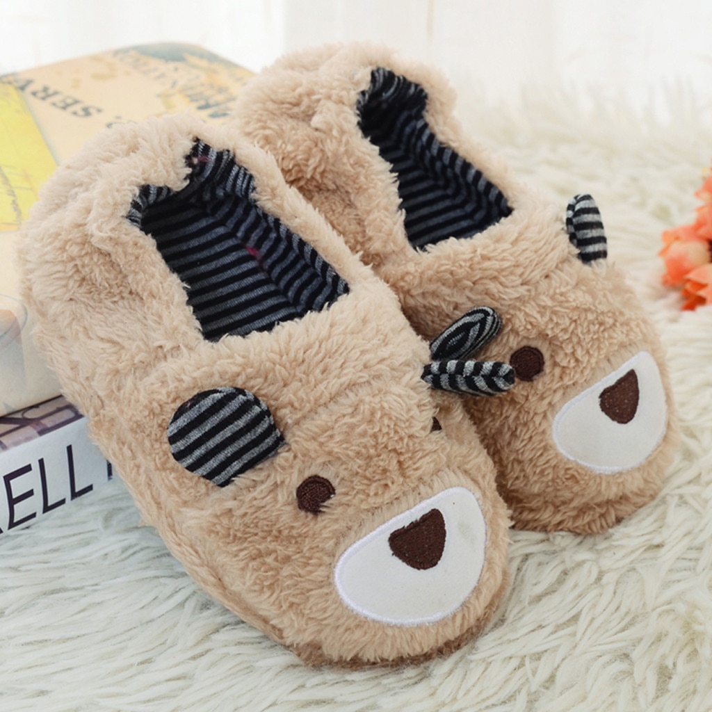 Cartoon Animatie Huis Slippers Katoen Stof Suède Baby Meisje Slippers Winter Warm Slippers Voor Kinderen Kinderen Schoenen Kapcie