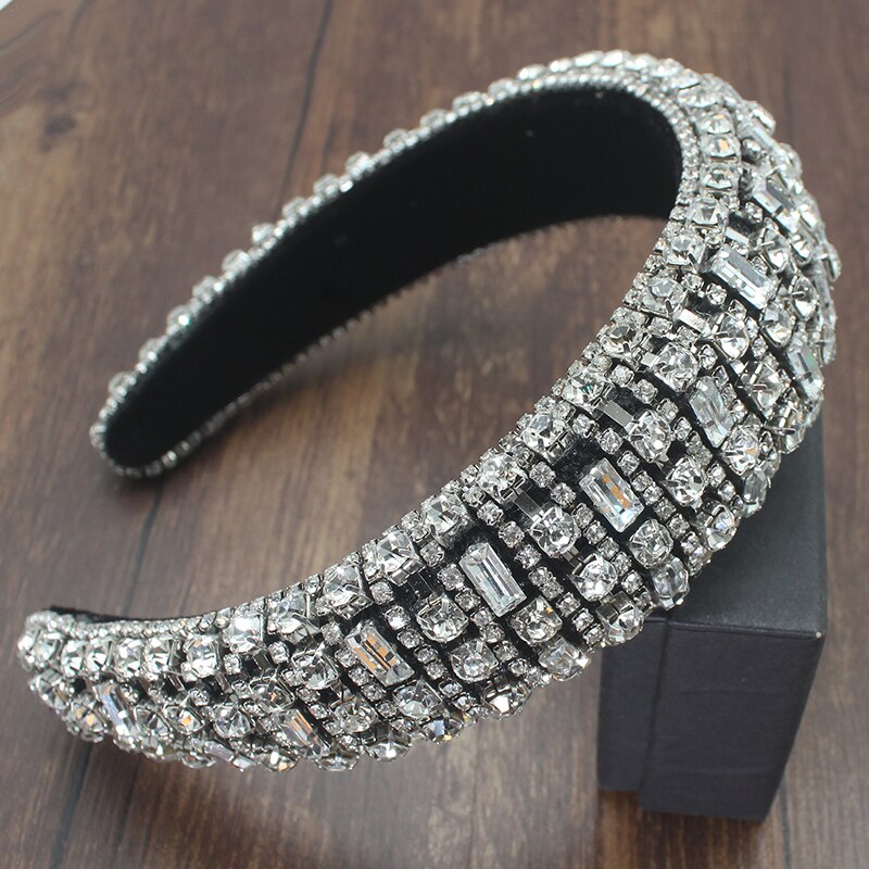 Diadema de lujo palaciego estilo europeo para mujer, bandana con diamantes de imitación brillantes, cristal barroco, esponja gruesa, para: pretty