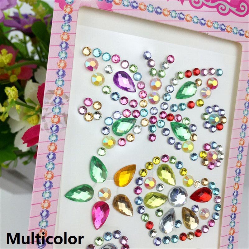 1 set 17*8.5 cm Vlinder Kroon Thema Acryl Strass Telefoon PC Art Diy Decal zelfklevende Steentjes scrapbooking Stickers: Multicolor