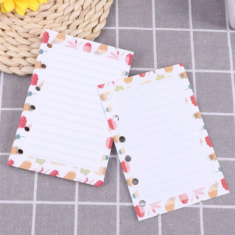 40 feuilles colorées A7 taille 6 trous bande dessinée papier Bouquet lignes horizontales remplissage papier recharges pour spirale cahier planificateur bloc-notes