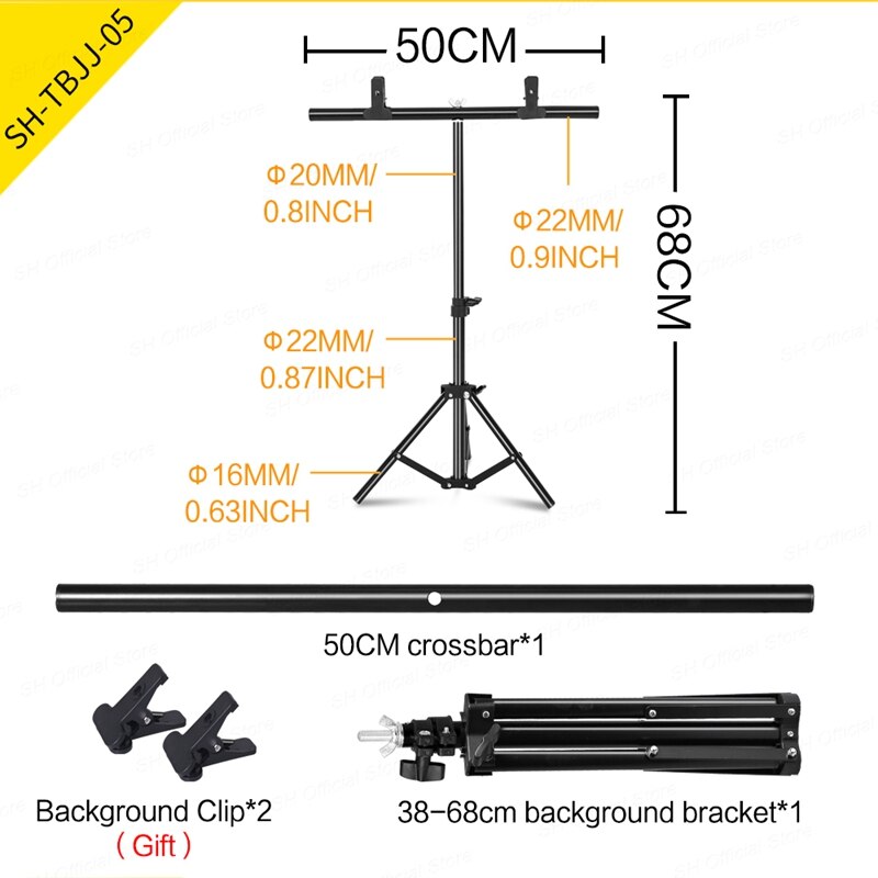 Photography T-Shape Backdrop Background Stand Frame Support System Kit For Photo Studio Video Chroma Key Green Screen With Stand: SH-TBJJ-05