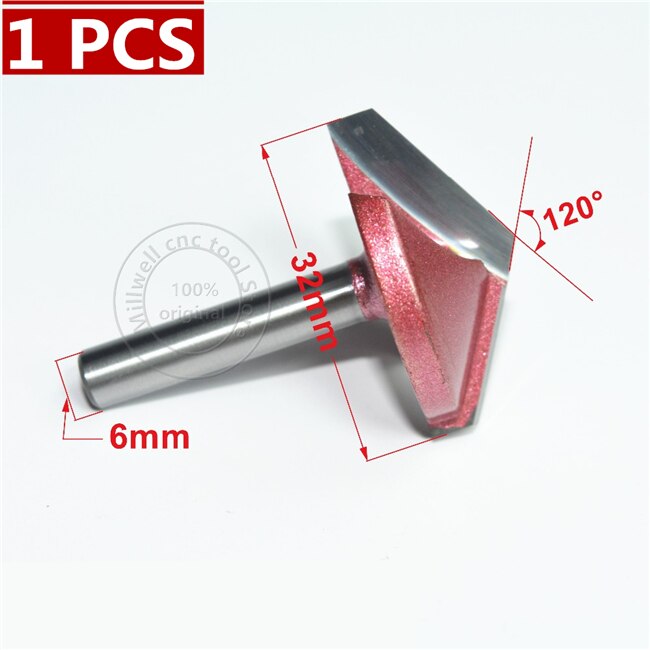 6mm * 120degree * 32mm, CNC Tungsten staal 3D V bit, CNC machine tool, PVC, MDF, Acryl, Carbide end mill, houtbewerking insert router bit: 1 PCS