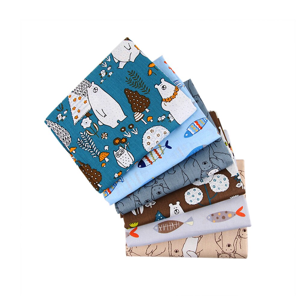 DIY Handmade Cotton Fabrics Patchwork Cloth Group Cotton Cloth DIY Forest Bear Animal Pattern Manual Cloth For Baby & Children