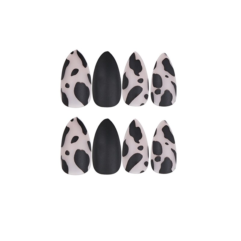 Patch de faux ongles pointus, goutte d'eau, léopard noir