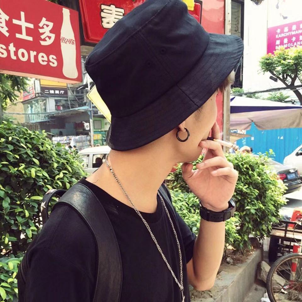 Chapeau de pêche pour hommes et femmes, style pop, bob, coiffure de pêche, couleur noire solide, protection solaire, style Hip Hop, panama