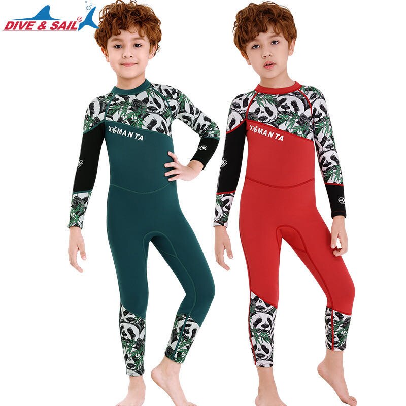 Traje de neopreno de una pieza para niños, traje de buceo para surfear, natación, estampado de Panda, protector de sarpullido, 2020mm, novedad de 2,5