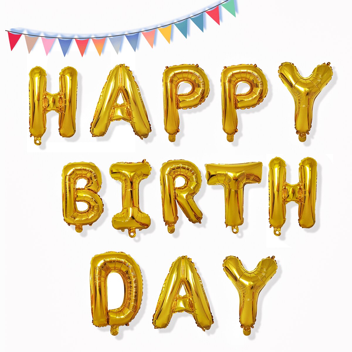 Happy Birthday Banner Animal Balloons Zoo Theme Lion Flamingo Elephant Foil Ballons Baby Shower Party Decoration Supplies: Gold Banner