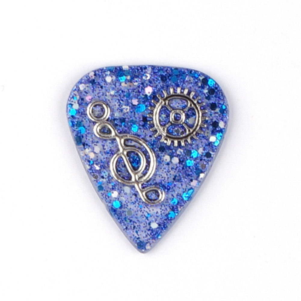 Púa de guitarra hecha a mano, exquisito collar de púa de guitarra DIY transparente, grosor 1,5mm, Metal de resina 3*2,5*0,15 cm: 2