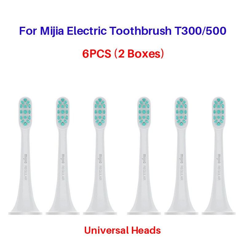 XiaoMi-cabezales de repuesto para cepillo de dientes eléctrico MIJIA Original, 3 uds., T100 T300 T500, embalaje en caja: 6PCS Universal heads