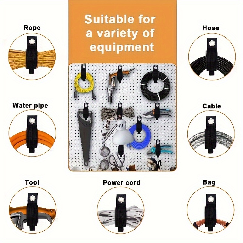 6 STKS Verlengsnoer Houder Organizer, 10 Inch Heavy Duty Bandjes Tool Organizer Perfect voor Garage Workshop Organisatie