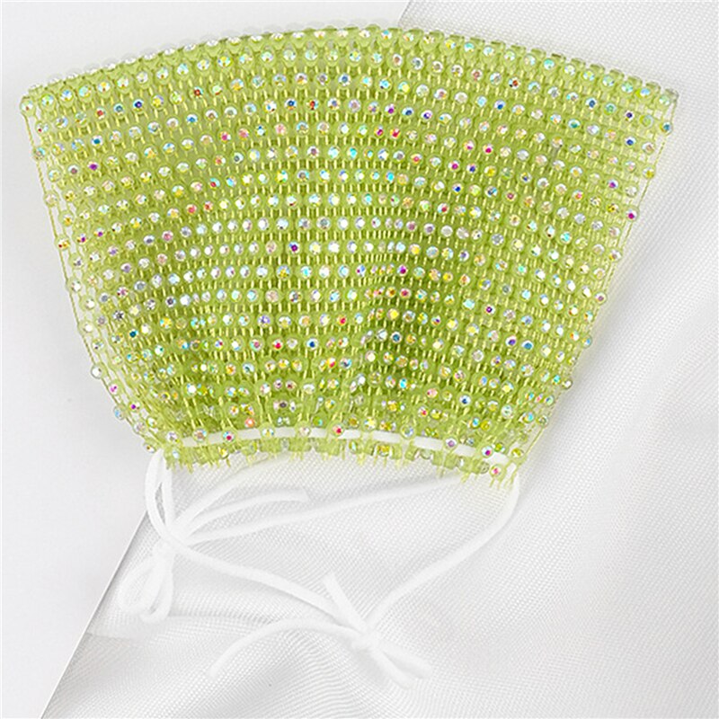 Máscara divertida de cristal ostentoso para mujer, mascarilla facial con diamantes de imitación para mujer, malla de red Yashmak para club nocturno, de Halloween y espectáculo