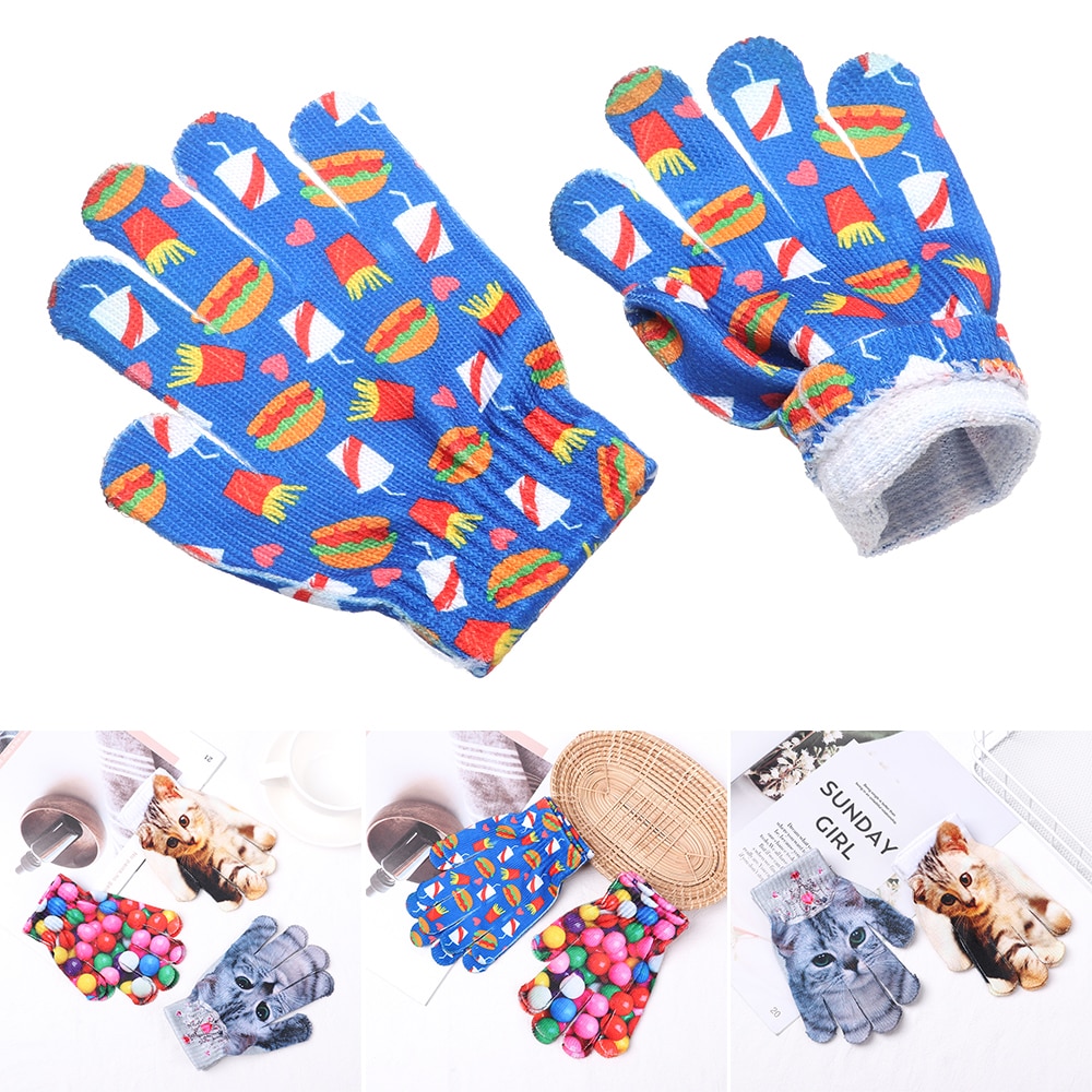 1 paar Leuke 3D Animal Print Gebreide Kitty Pet voor Kinderen Kids Leuke Handschoenen Mode Warme Winter Gebreide Handschoenen