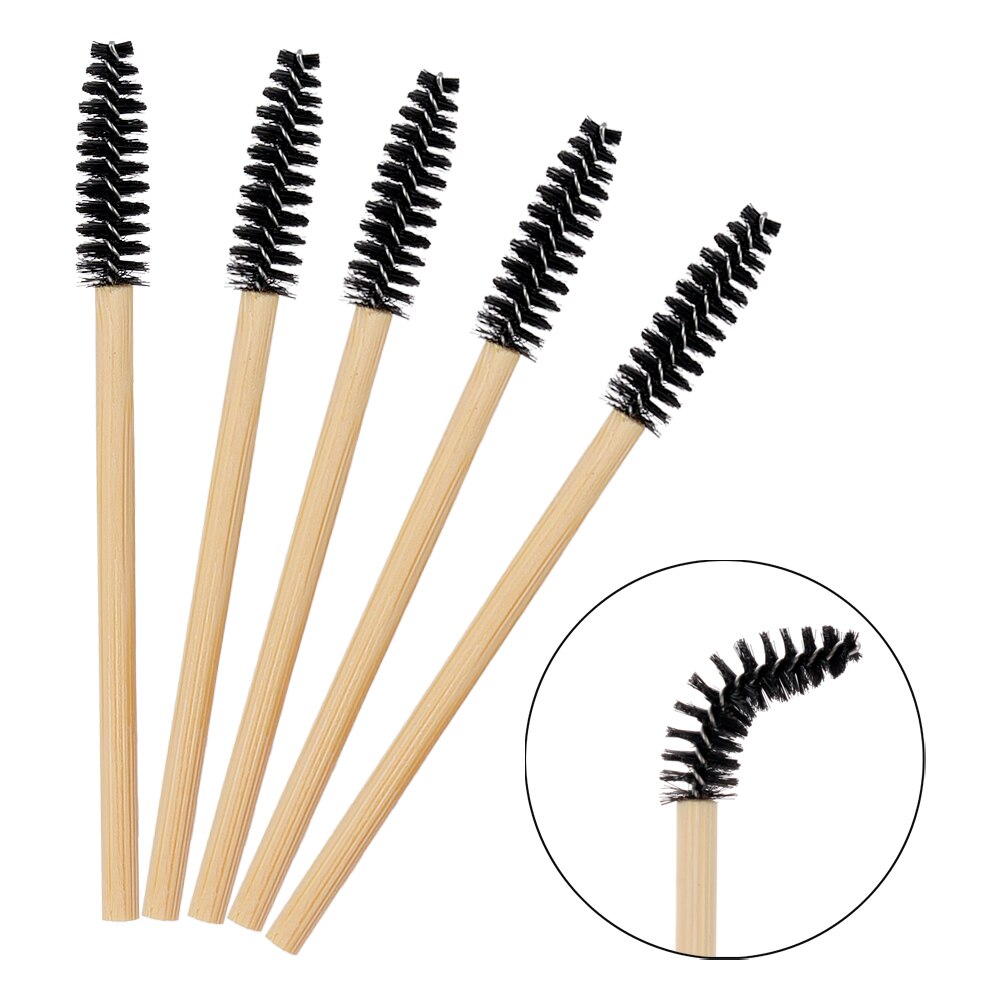 100 Stuks Wegwerp Wimper Brush Bamboe Handvat Make-Up Borstel Wimper Extension Wands Wenkbrauw Borstel Mascara Applicator Makeup Tools