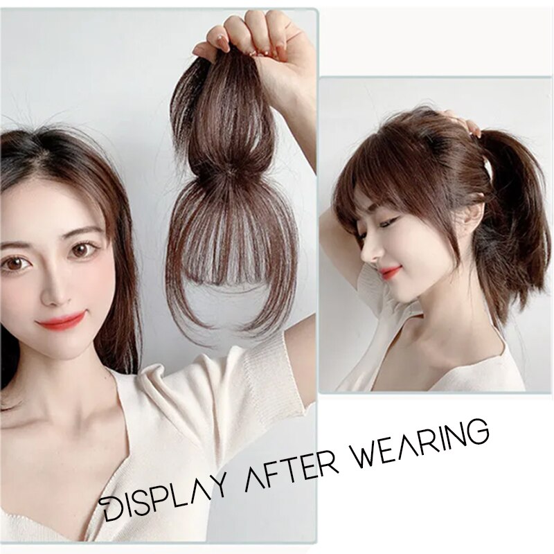 AILIADE 360 Invisible Synthetic High Temperature Hair Seamless Bangs Clip In Bang Fringe Hair Closure with Bangs for Women