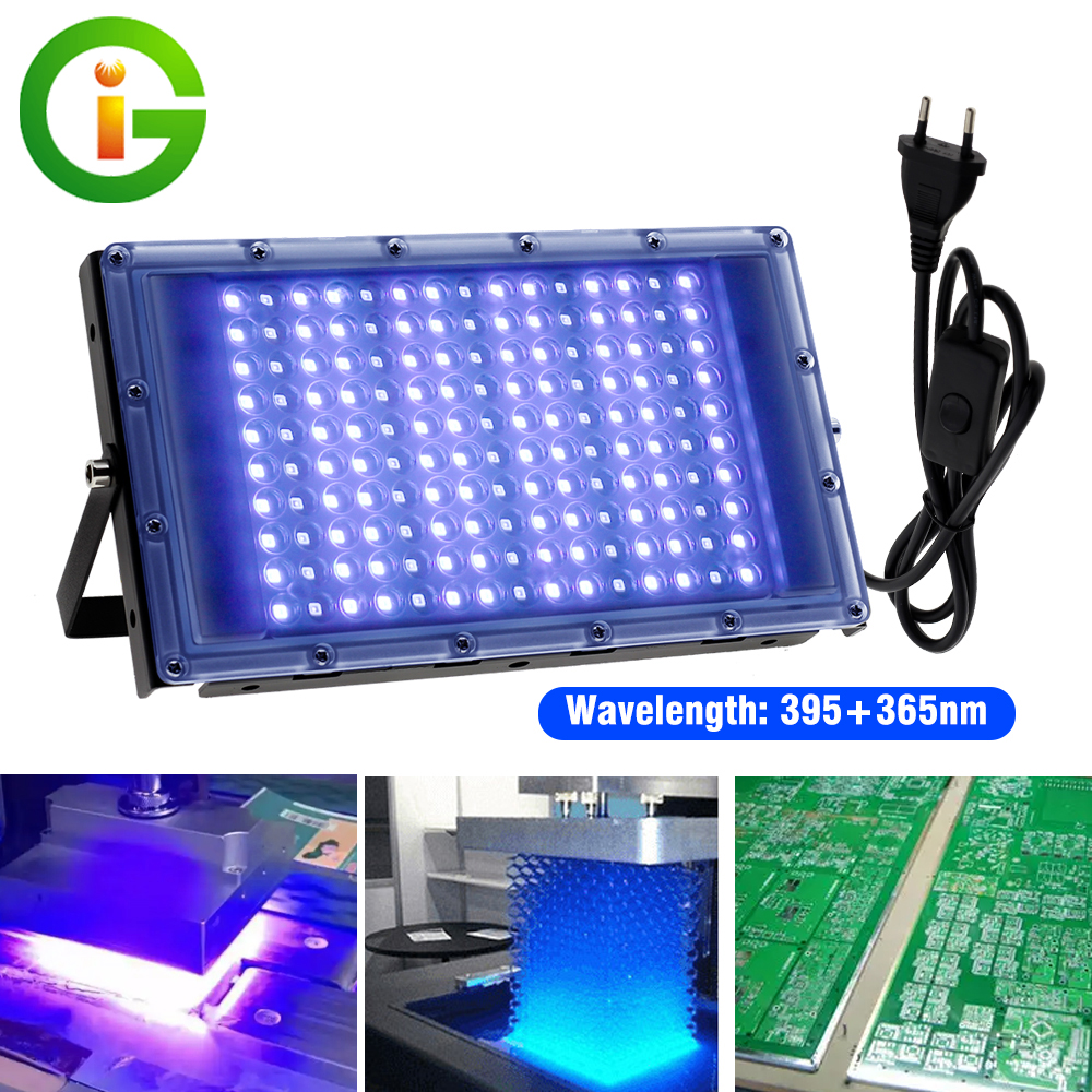 395nm 365nm LED UV Flutlicht 300W Bühne Hintergrundbeleuchtung 220V Wasserdichte Ultrafloilet Lampe Fluoreszierende Party Photocuring lampe