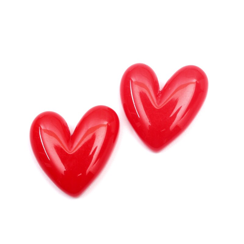 20pcs Red Heart Resin Decoration Crafts Flatback Cabochon Embellishments For Scrapbooking Beads Diy Accessories