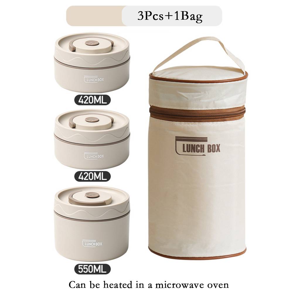 Leakproof Bento Box for Adults with Lunch Bag and Tableware Insulated Stainless Steel Lunch Box High Capacity Portable Snack Box: WHITE