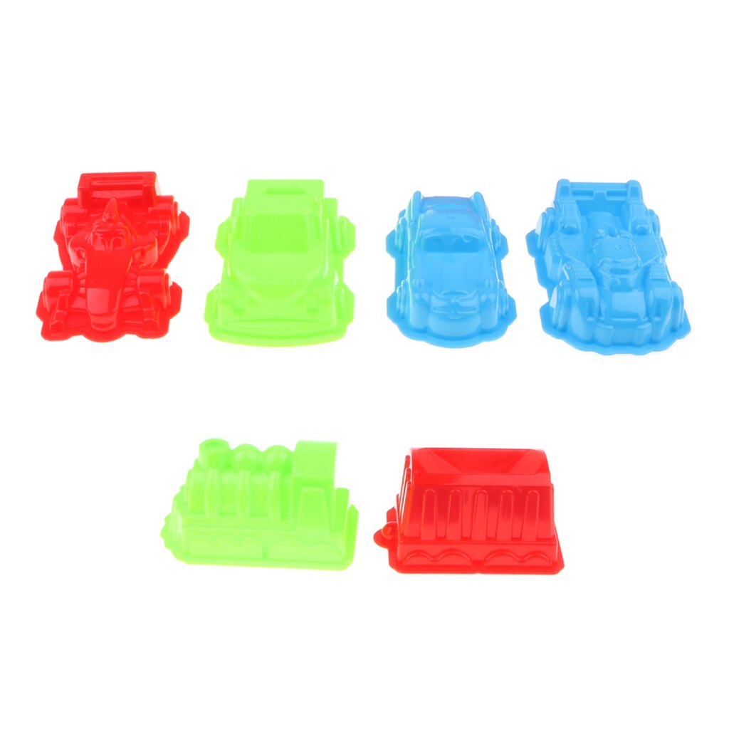 6Pcs Mini Multi-gekleurde Voertuig Zand Mallen Strand Kit, Voertuig, Vrachtwagen, racing Auto En Trein, Kinderen Educatief Speelgoed