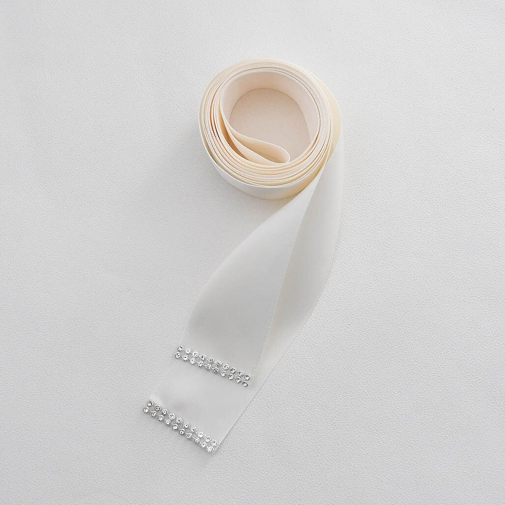 Cinturón de lujo con flores y plumas grandes para mujer, fajín de señora para de boda con diamantes de imitación y cinturón para chica de cristales, S478: off-white ribbon