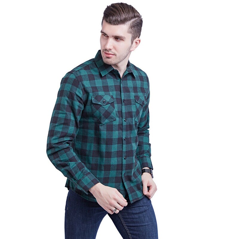 Herfst mannen Katoenen Plaid Shirt Slim Fit Lange Mouw Casual Mannen Tops Shirts mannen Controles Shirt 5 kleuren S-2XL